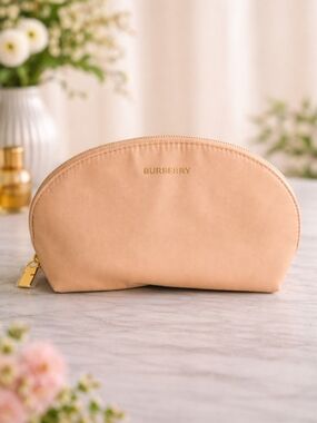 Burberry Camel Tan Brown  Cosmetic Makeup Pouch NEW GWP